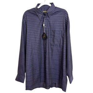 NWT Jack Lipson Signature Navy Stripe Button Down Shirt Men’s Large Office Work